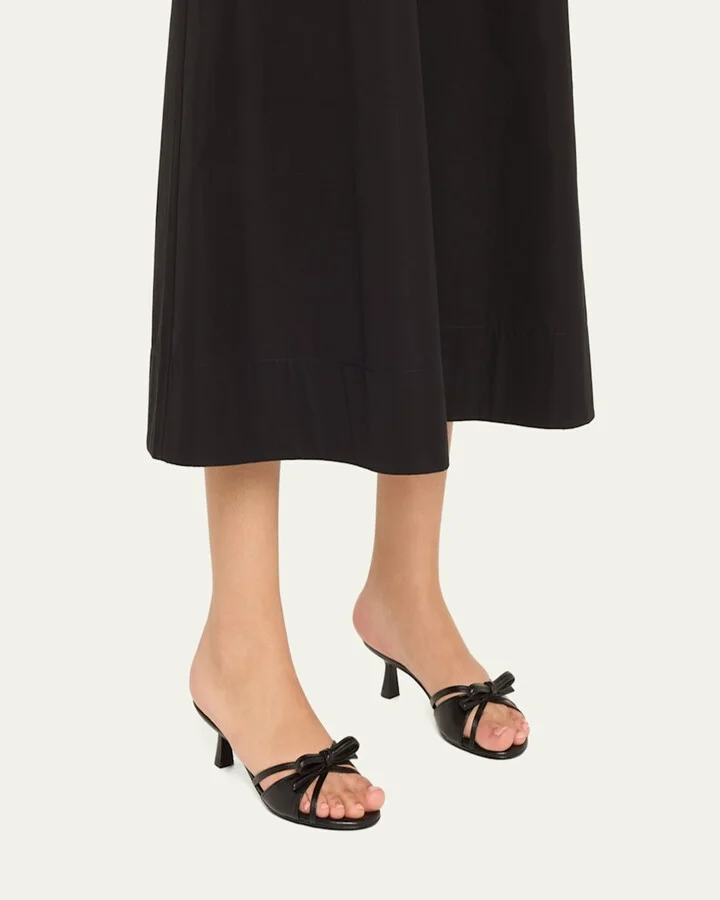 Felicity Leather Bow Kitten-Heel Mules - Image 2