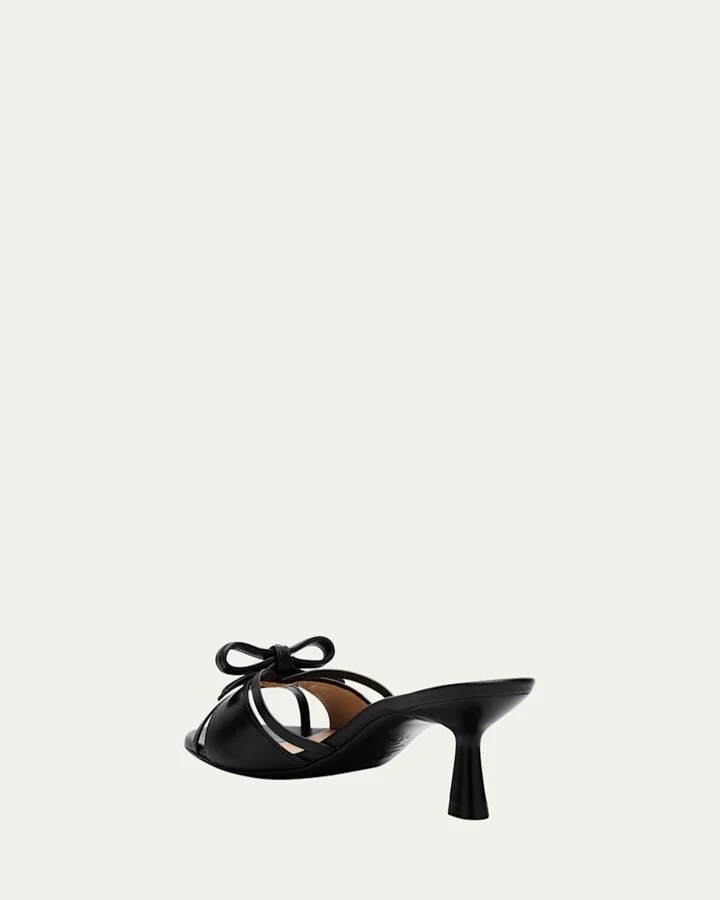 Felicity Leather Bow Kitten-Heel Mules - Image 3