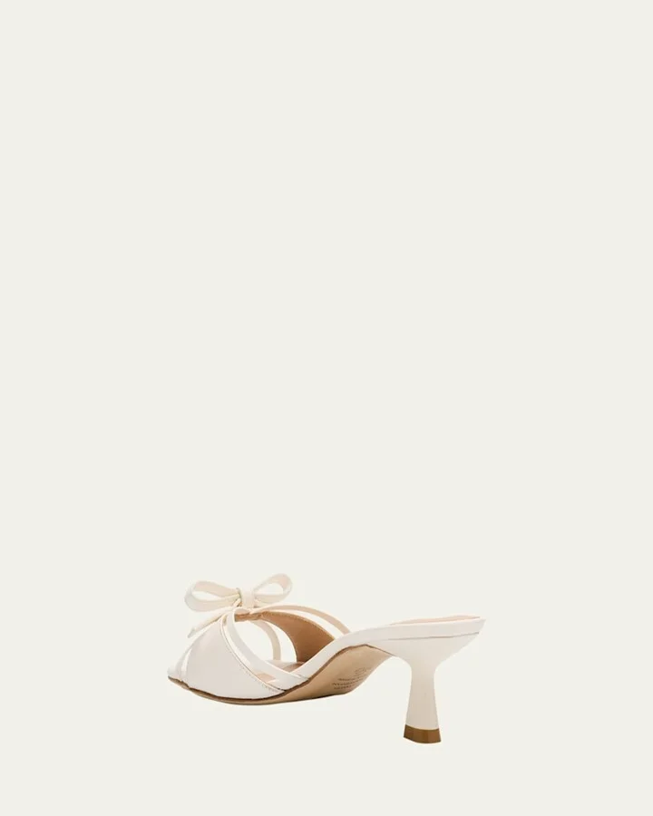 Felicity Leather Bow Kitten-Heel Mules - Image 6