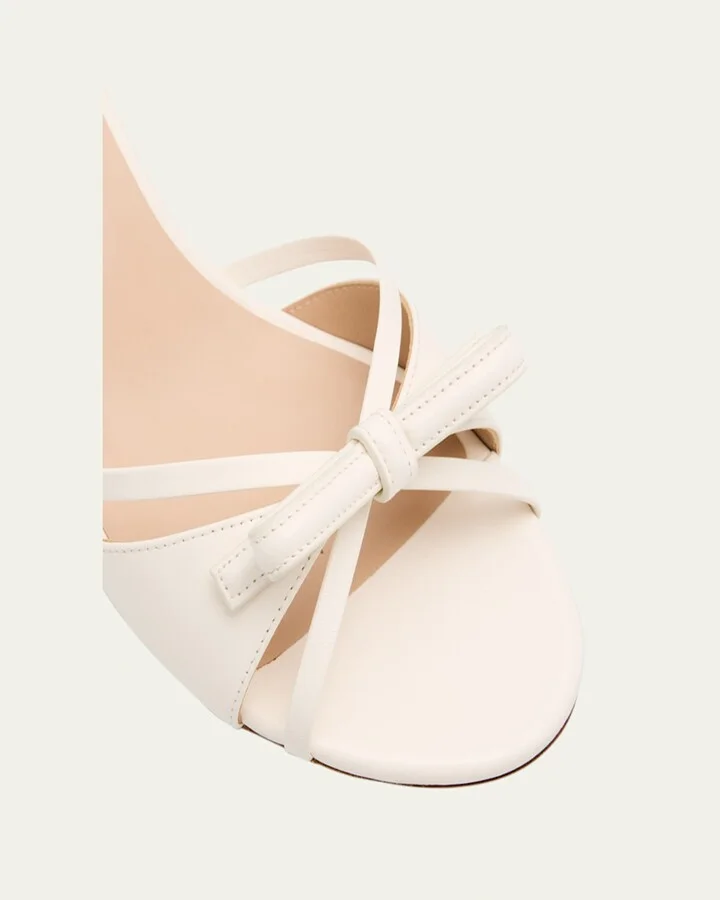 Felicity Leather Bow Kitten-Heel Mules - Image 9