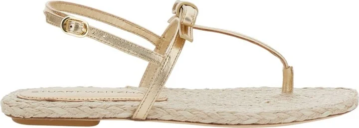 'felicity' Metallic Thong Sandals With Adjustable Strap Closure In Leather Woman