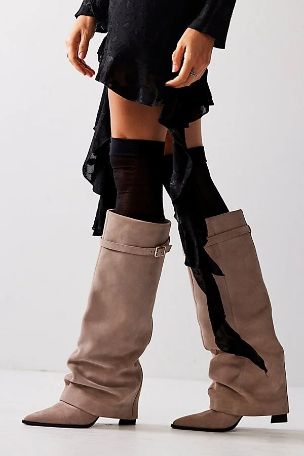 Felicity Suede Foldover Boots - Image 2