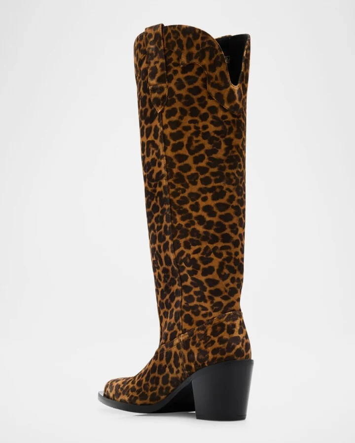 Felix Leopard-Printed Suede Western Boots - Image 4