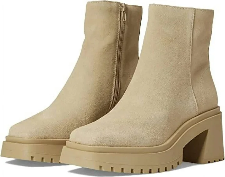Fella Boots Womens US 8.5 Sand Suede Square Toe Ankle Bootie KHD701