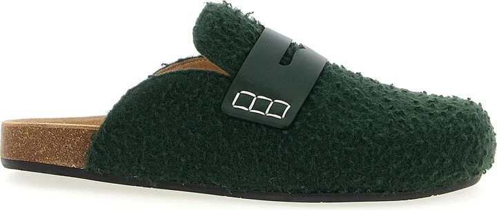 Felt Loafer Flat Shoes Green