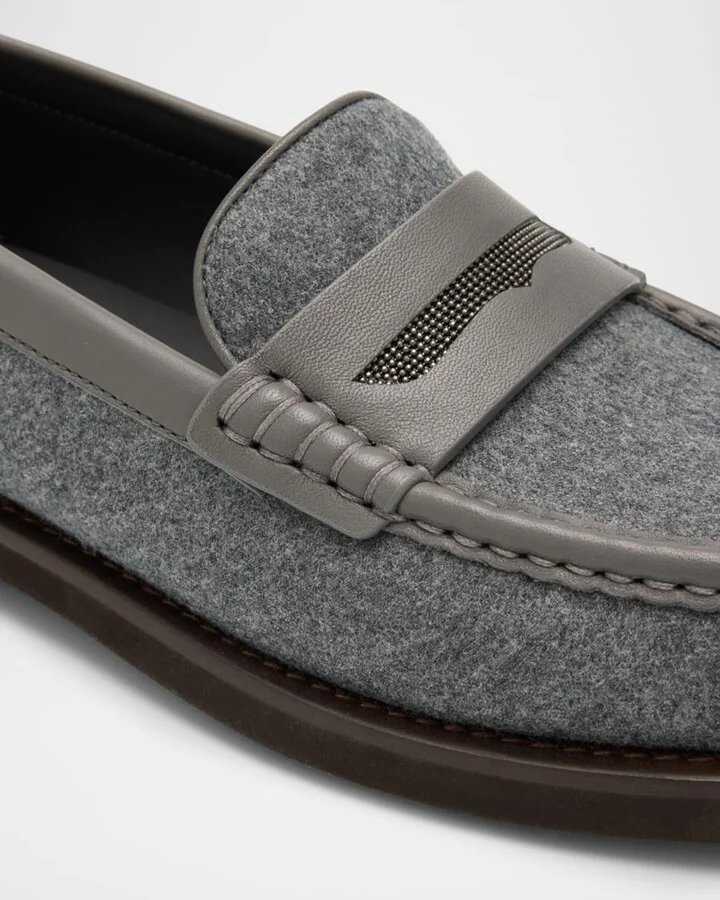 Felt Monili Penny Loafers - Image 3