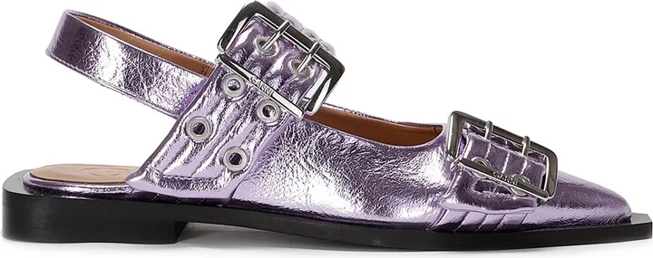 Feminine Buckle Ballerina Metallic