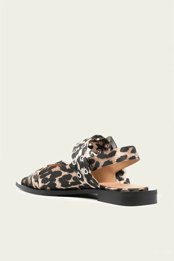 Feminine Buckle Ballerina Satin Print in Leopard - Image 3