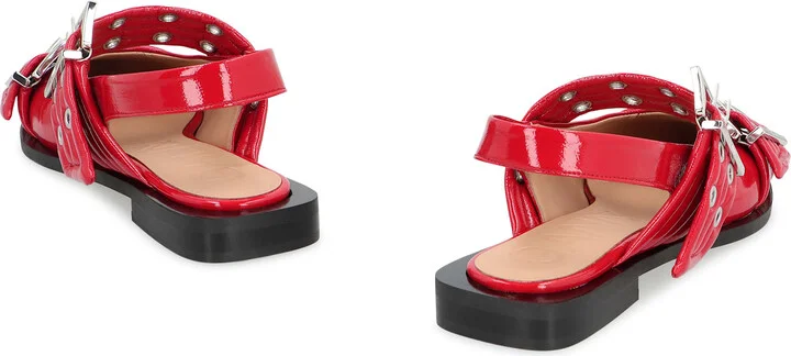 Feminine Buckle Faux Leather Slingback Pumps - Image 4