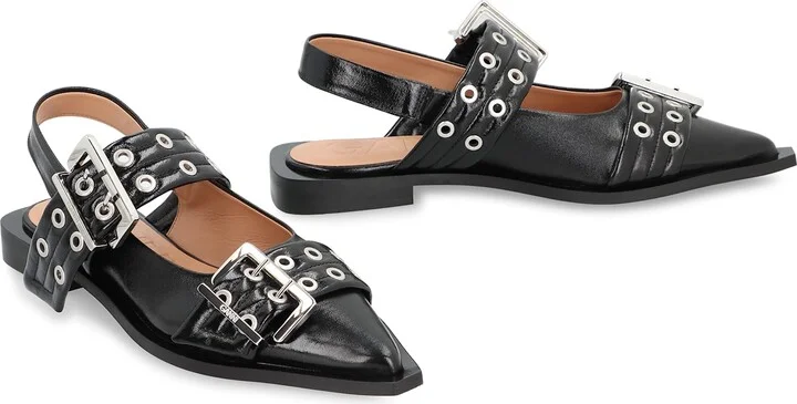 Feminine Buckle Faux Leather Slingback Pumps - Image 3