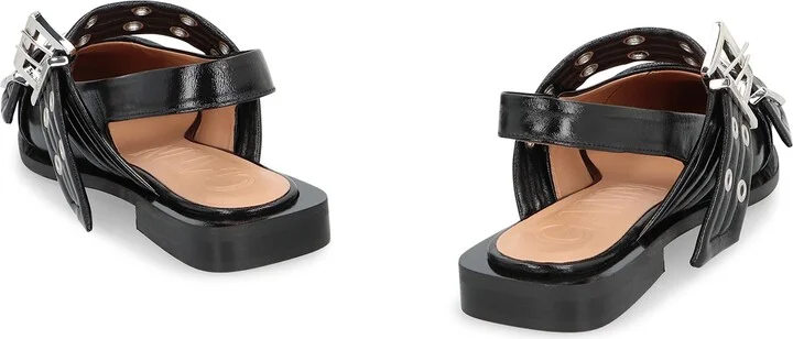 Feminine Buckle Faux Leather Slingback Pumps - Image 4