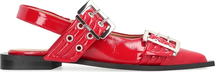 Feminine Buckle Faux Leather Slingback Pumps