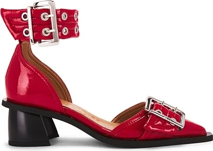 Feminine Buckle Open Cut Pump