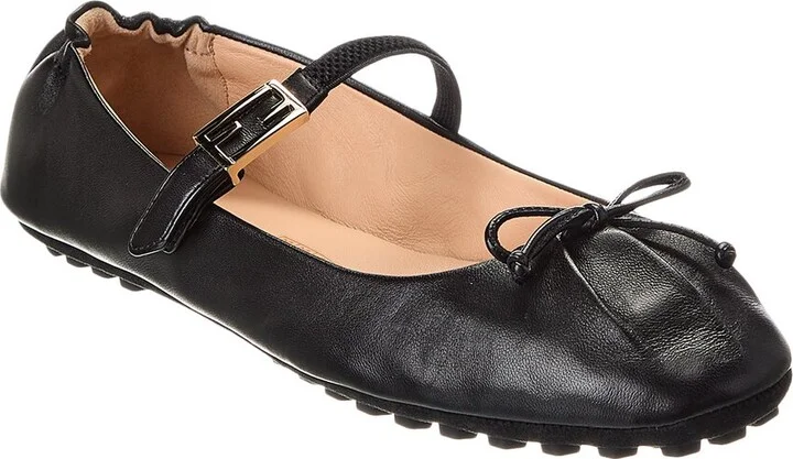Fendi Baguette Leather Ballet Flat