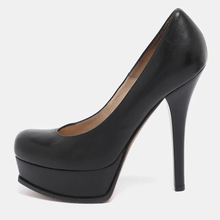 Fendi Black Leather Fendista Platform Pumps Size 38