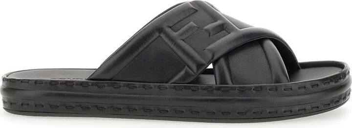 Fendi Black Leather Sandal
