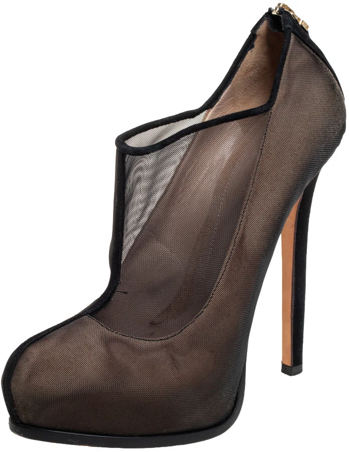 Fendi Black Mesh Platform Booties Size 40