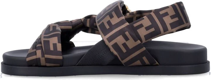 Fendi Brown Ff Satin Feel Sandals - Image 3