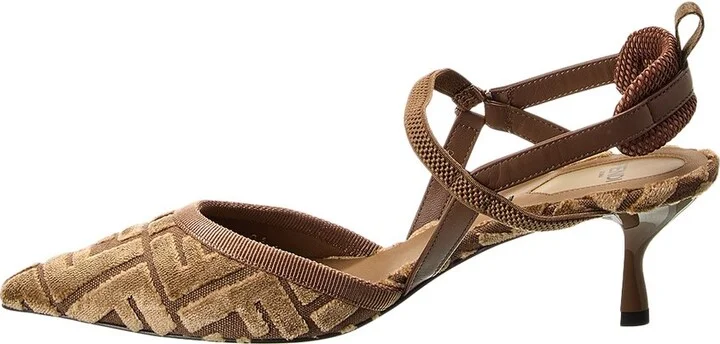 Fendi Colibri Lite Ff Jacquard Velvet Slingback Pump - Image 2