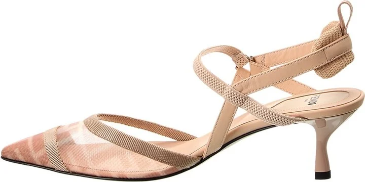 Fendi Colibri Lite Ff Mesh & Leather Slingback Pump - Image 2