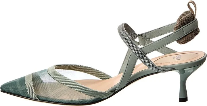 Fendi Colibri Lite Ff Mesh & Leather Slingback Pump - Image 2