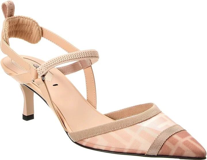 Fendi Colibri Lite Ff Mesh & Leather Slingback Pump