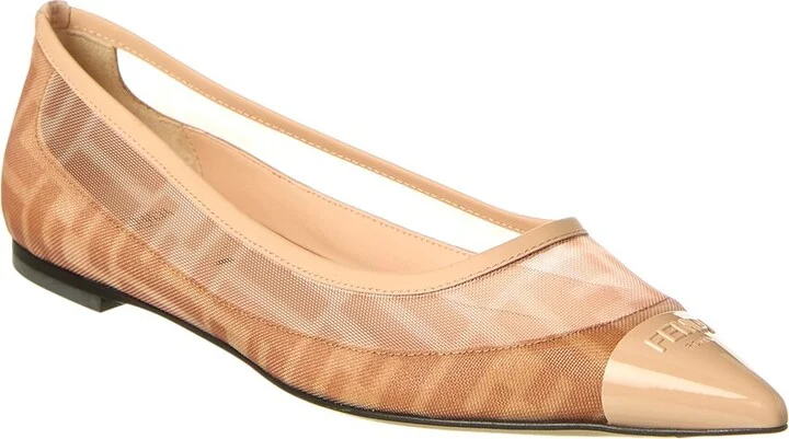 Fendi Colibri Mesh & Leather Ballerina Flat