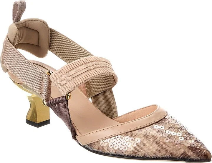 FENDI Colibri Sequin Mesh Slingback Pump