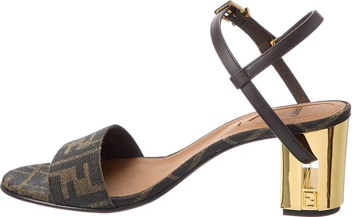 Fendi Delfina Ff Jacquard & Leather Sandal - Image 2