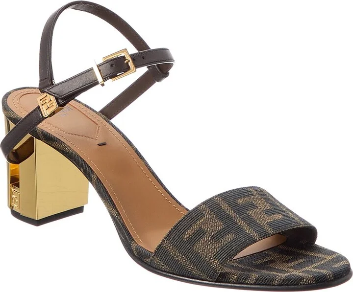 Fendi Delfina Ff Jacquard & Leather Sandal