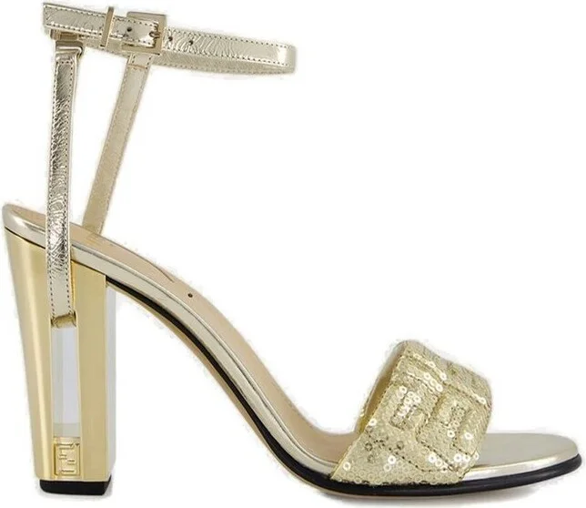 Fendi Delfina FF Sequin-Embellished Sandals