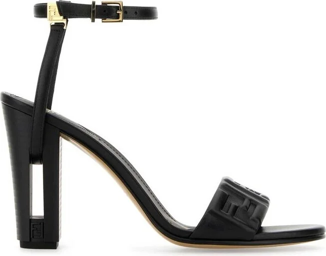 Fendi Dolphin Logo Embossed Ankle Strap Sandals