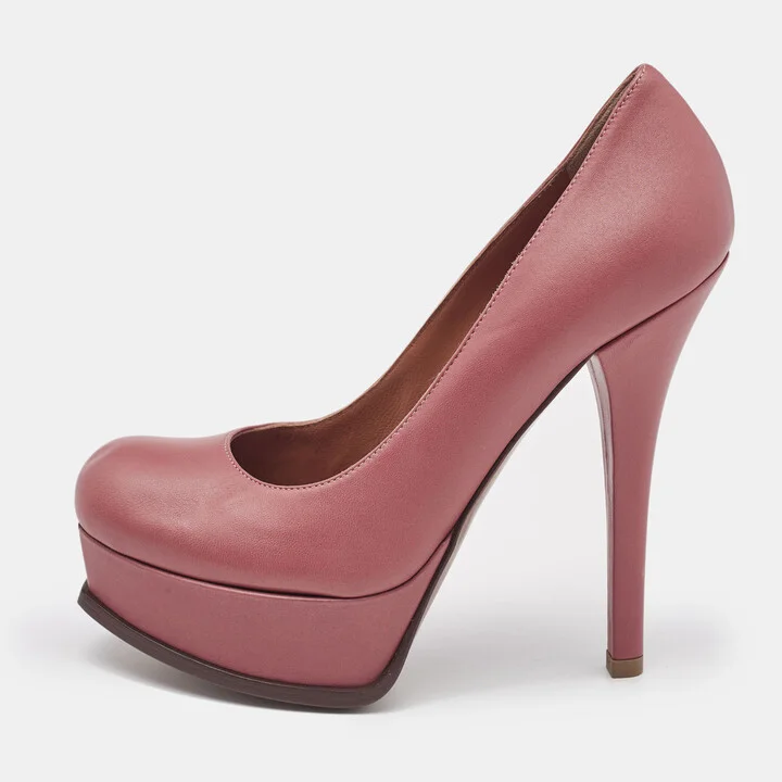 Fendi Dusty Pink Leather Fendista Platform Pumps Size 38.5
