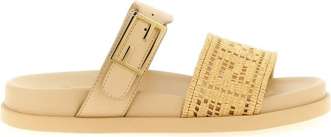 Fendi Feel FF Braided Double-Band Slides