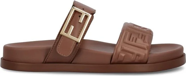 Fendi Feel FF Embossed Double Band Sandals