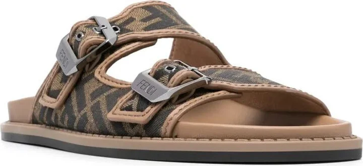 Fendi Feel Ff Jacquard Fabric Sandals Shoes - Image 2