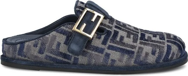 Fendi Feel Logo Detailed Denim Slippers