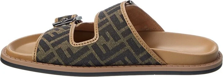 Fendi Ff Canvas & Leather Sandal - Image 2