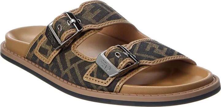 FENDI FF Canvas & Leather Sandal