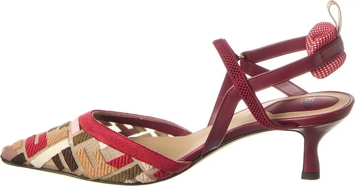 Fendi Ff Colibri Lite Medium Mesh & Leather Slingback Mule - Image 2