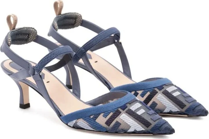 Fendi Ff Embroidery Hummingbird Lite Mesh Slingback Shoes - Image 2
