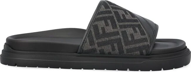 Fendi FF Jacquard Open Toe Slides