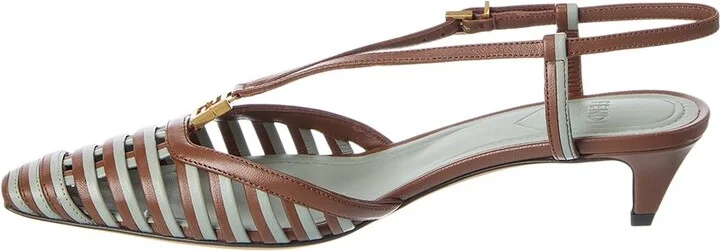 Fendi Ffold Leather Slingback Pump - Image 2