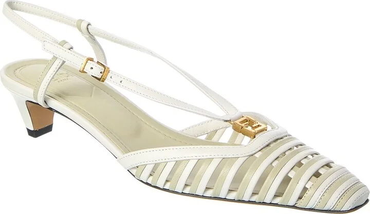 Fendi Ffold Leather Slingback Pump