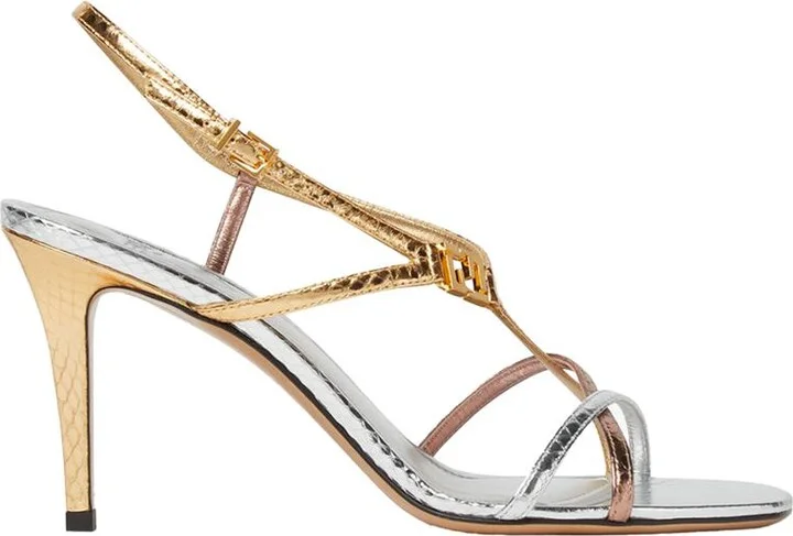 Fendi Ffold Multicolour Metallic Ayers High-Heeled Sandals Shoes