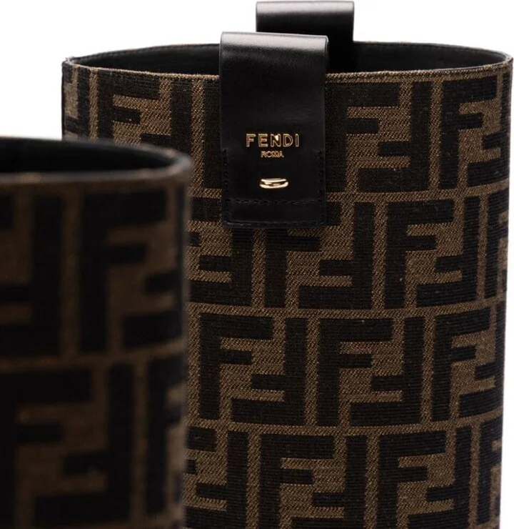 Fendi Filo Leather And Ff Fabric Boots Shoes - Image 3