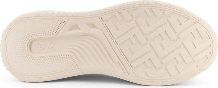 Fendi Force Leather Sneakers With Ff Jacquard Fabric Inserts - Image 4