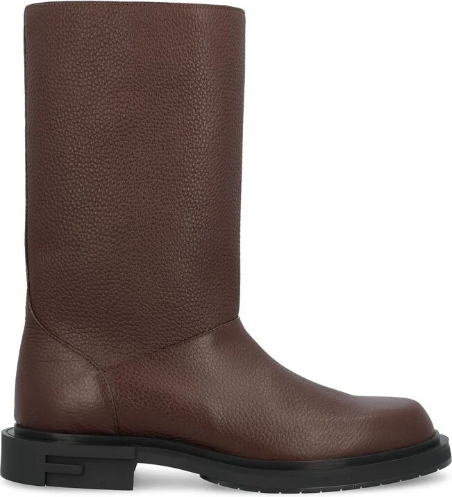 Fendi Frame Round-Toe Boots