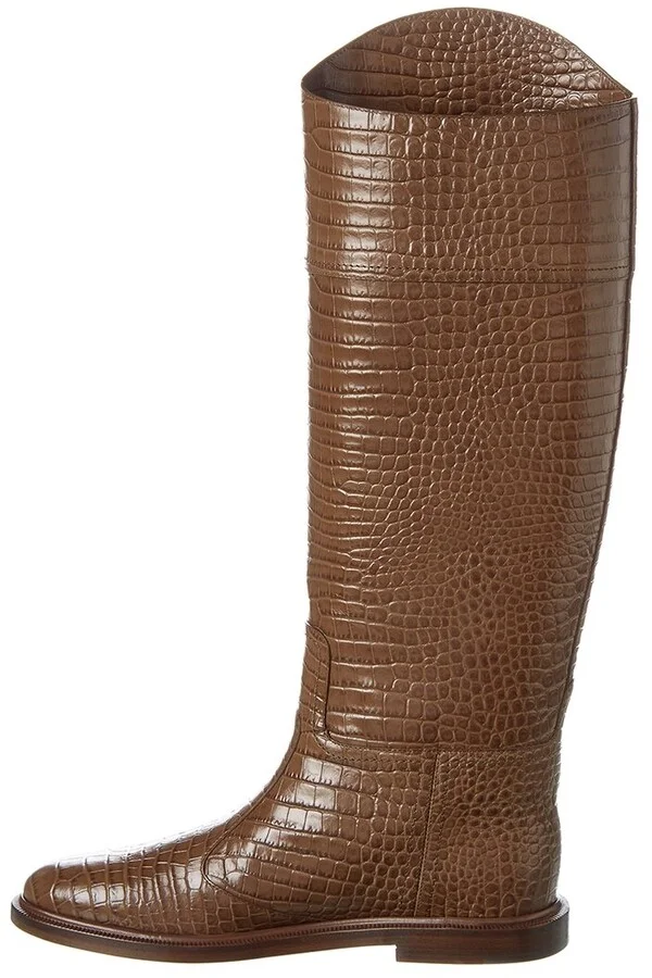 Fendi Karligraphy Croc-Embossed Leather Boot - Image 2