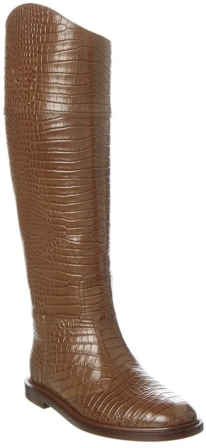 FENDI Karligraphy Croc-Embossed Leather Boot